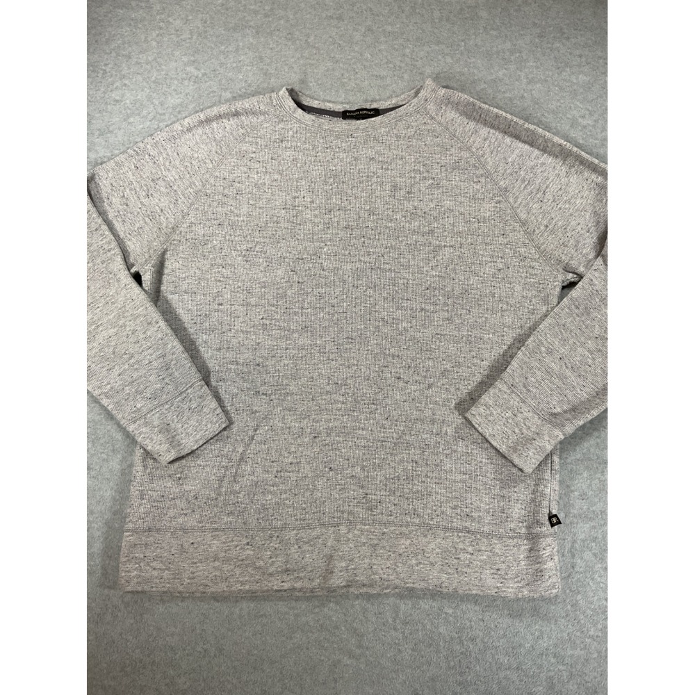 Banana Republic Mens XL Gray Marl Raglan Crewneck Sweatshirt Textured Knit 2563